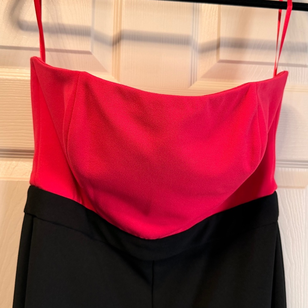 White House Black Market | Fuchsia & Black Strapless Jumpsuit | Size 8